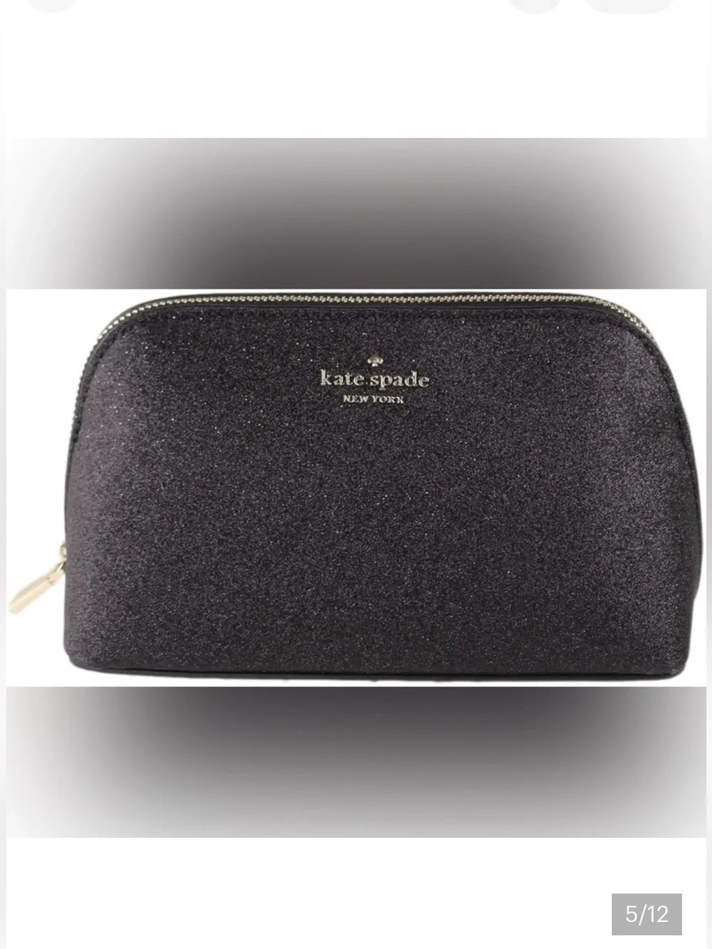 Kate Spade Black Sparkle Cosmetic Bag Kate Dome Bag Black Glitter
